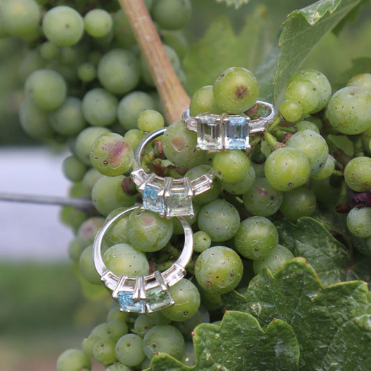 Lexington Rings in Mint Quartz and Sky Blue Topaz by Hannah Daye jewelry with grapes on vine