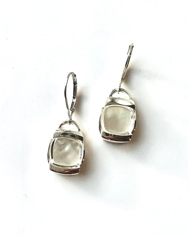 MIlan Drop Earrings in Mother of Pearl by Hannah Daye jewelry original design sterling silver