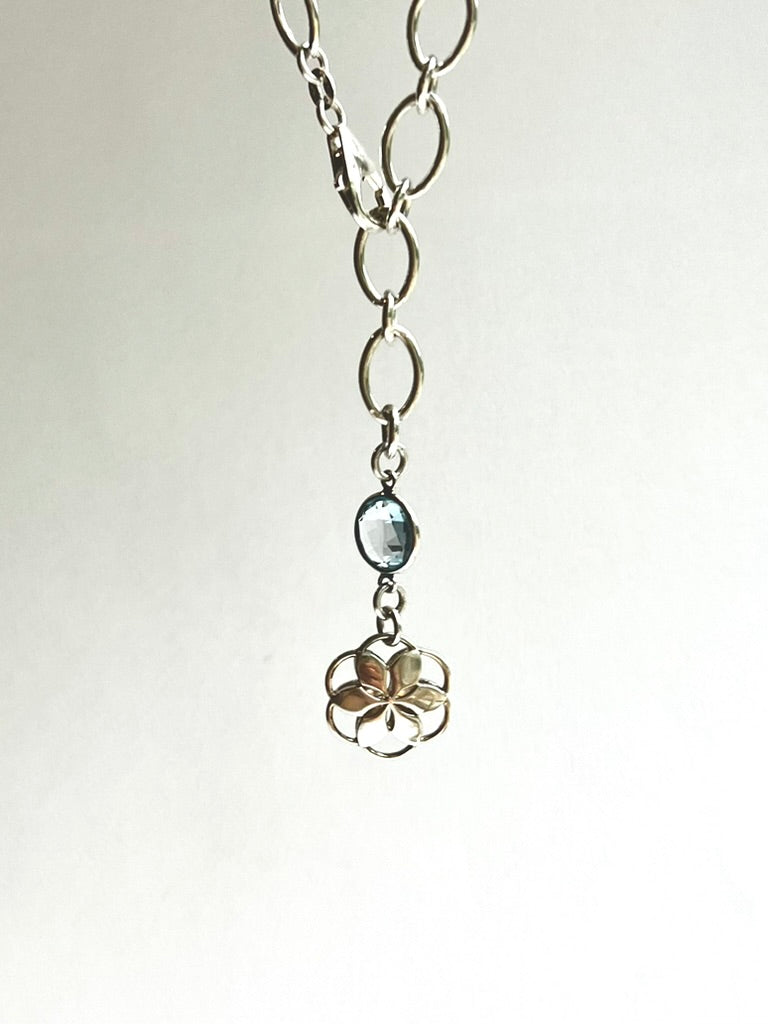 Cascade Rosette Adjustable Necklace by Hannah Daye & Company in Sky Blue TOpaz