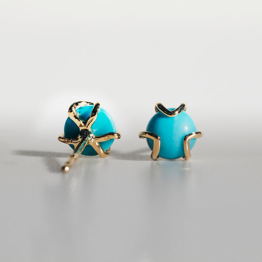 Turquoise 14k gold Fiore stud earrings by Hannah Daye jewels