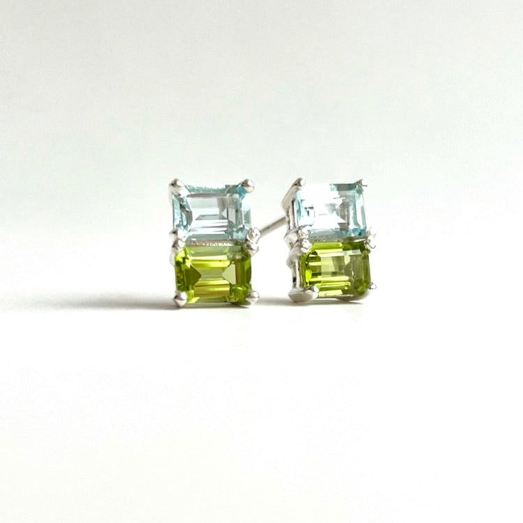 Lexington Earrings in Aquamarine and Peridot by Hannah Daye & Co