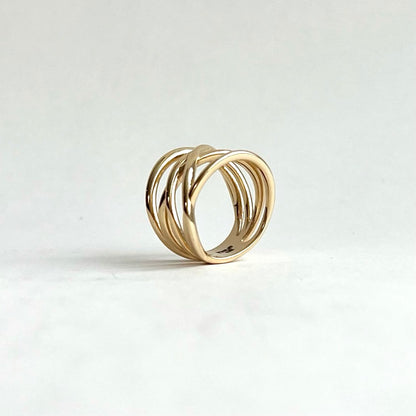 Side view of Saturn Ring 14k yellow gold hand-crafted original design Hannah Daye & Co