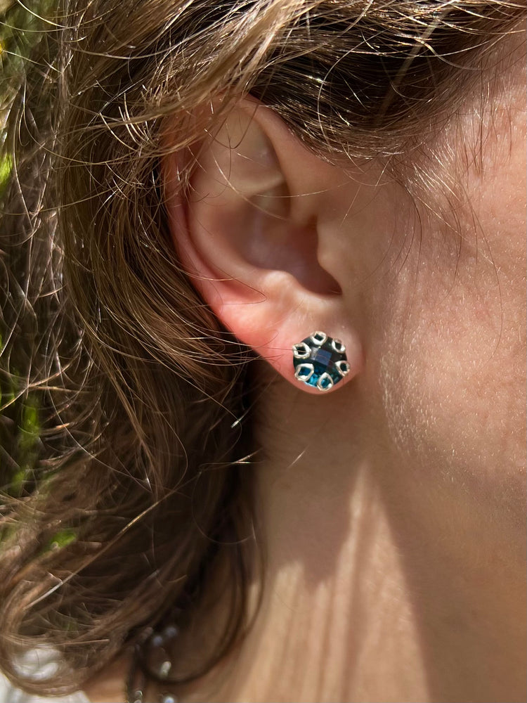 poppy earrings london blue topaz by Hannah Dayr jewelry