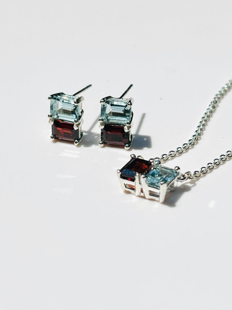 Garnet and Aquamarine Lexington Necklace and Earrings by Hannah Daye jewels
