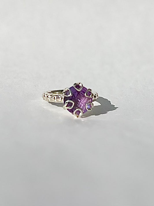 Poppy Ring Amethyst by Hannah Daye & Co victorian style original design hand made