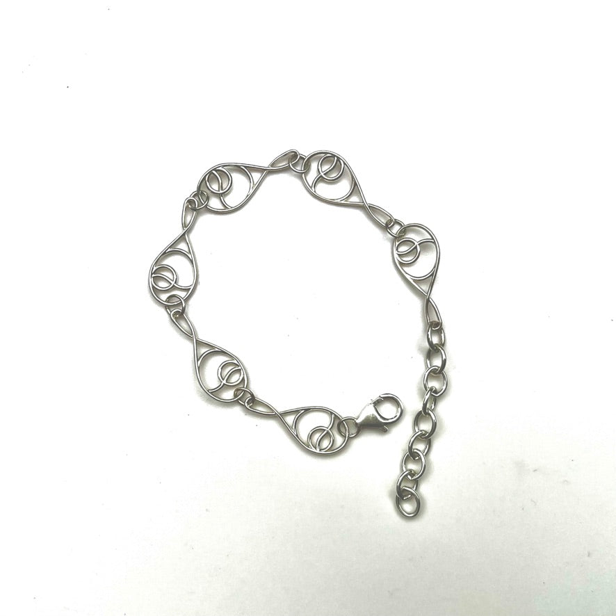 Hannah Daye Sterling Silver Deuce Tennis Charms Link Bracelet