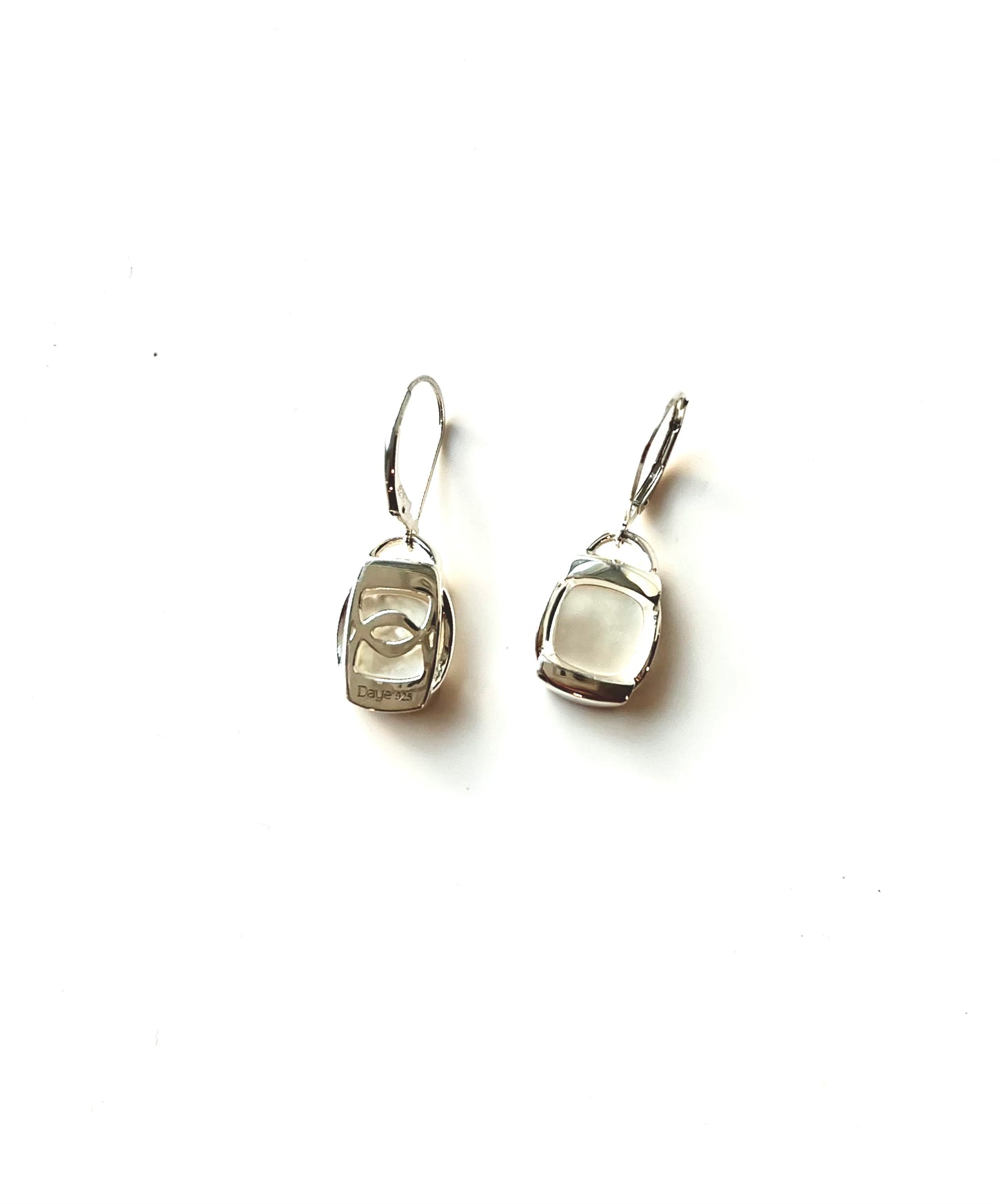 Back side and Front side views of the Milan Drop earrings by Hannah Daye jewelry original design
