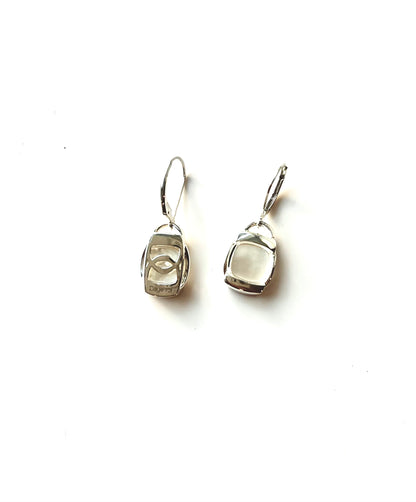 Back side and Front side views of the Milan Drop earrings by Hannah Daye jewelry original design