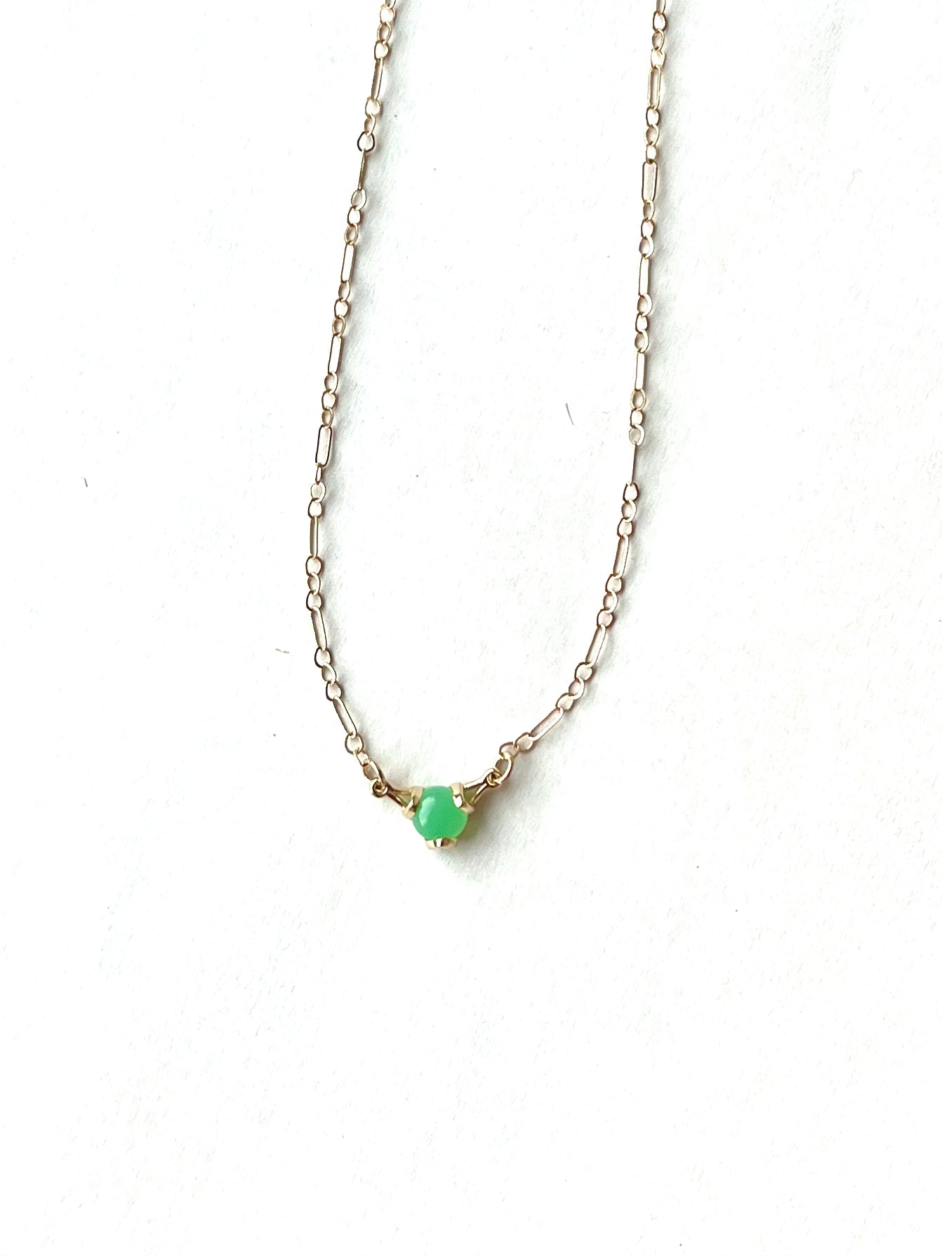 Mint Chrysoprase 14k gold necklace by Hannah DAye & Co Fiore Fiorella