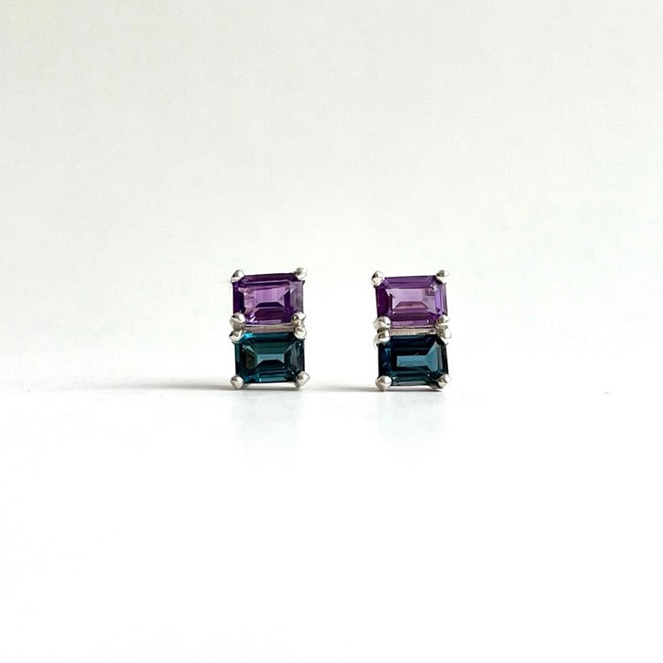 Lexington Earrings in Amethyst and London Blue Topaz by Hannah Daye jewels
