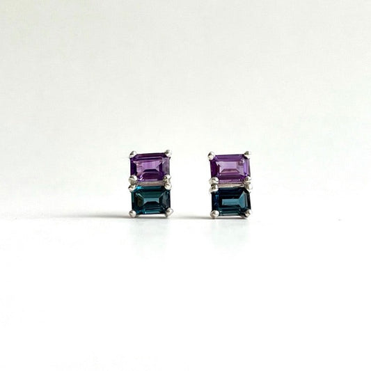 Lexington Earrings in Amethyst and London Blue Topaz by Hannah Daye jewels