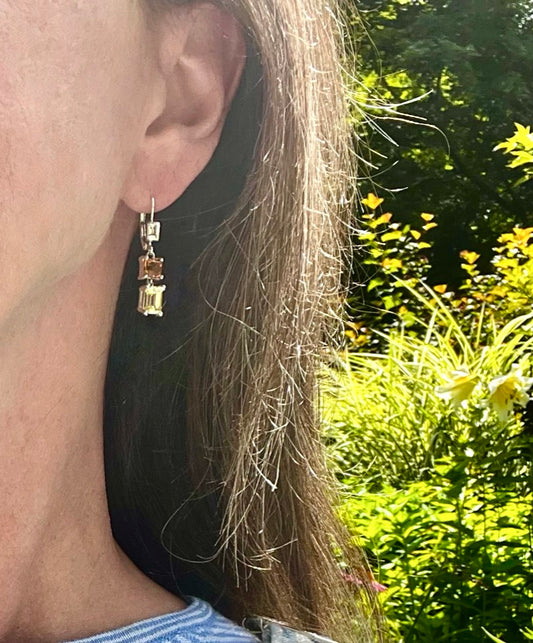 Wearing Lexi Double Drops in Citrine by Hannah Daye fine jewelry