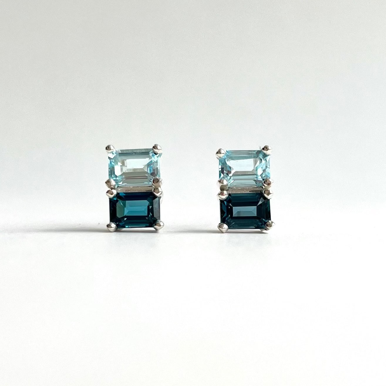 Lexington Earrings Sky Blue Topaz and London Blue Topaz by Hannah Daye 