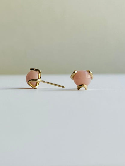 Fiore 14k gold earrings pink opal original design Hannah Daye & Co