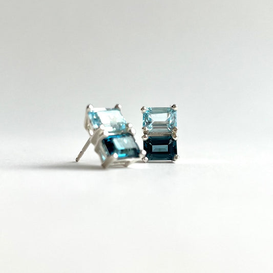 Side view of Lexington Earrings Blue Topaz by Hannah Daye jewelry