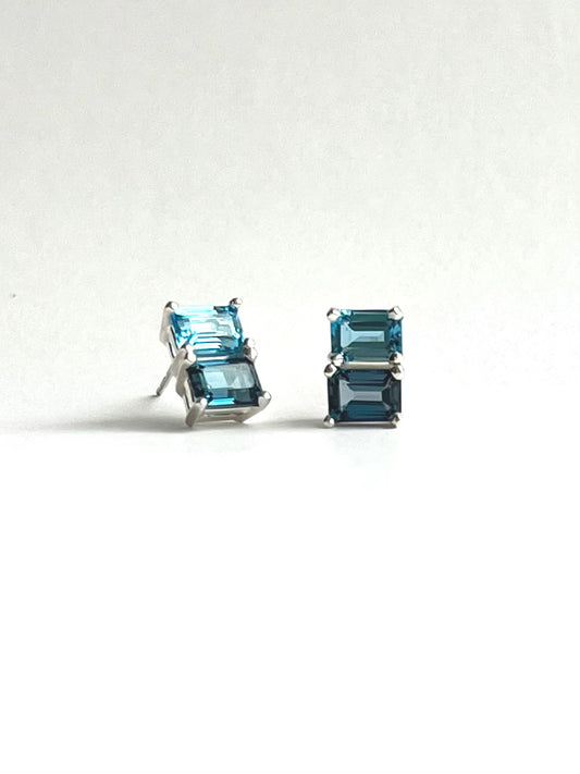 Lexington Earring Swiss Blue Topaz and London Blue Topaz Earrings by Hannah Daye & Co original design hand-crafted fine jewelry