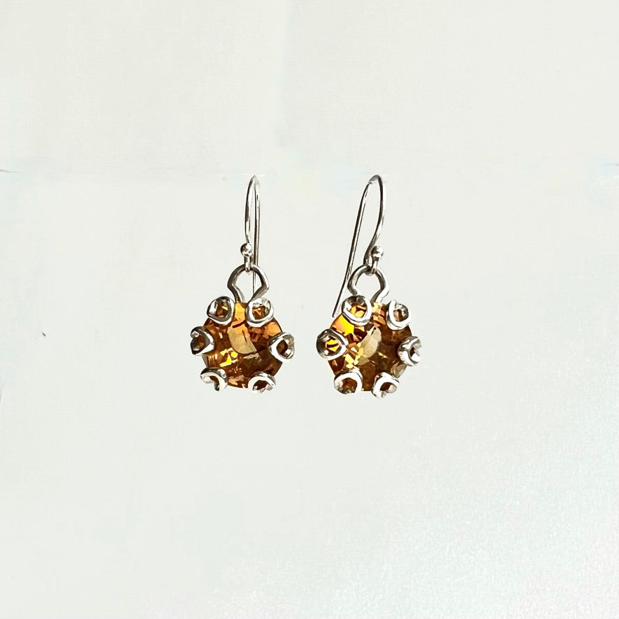 Poppy Drops Earrings Sterling Silver and Citrine by Hannah Daye & Co fine jewelry original design