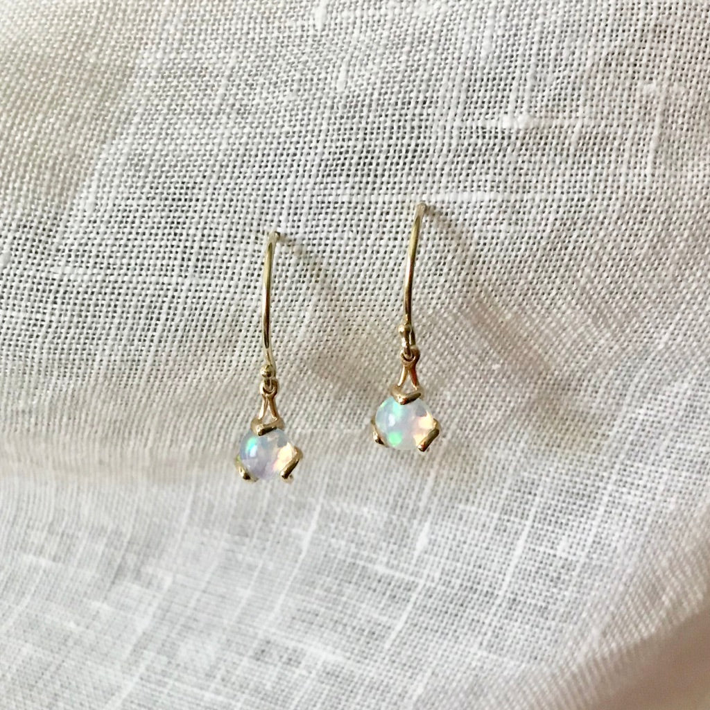 14k gold opal drop earrings Fiore collection by Hannah Daye jewels
