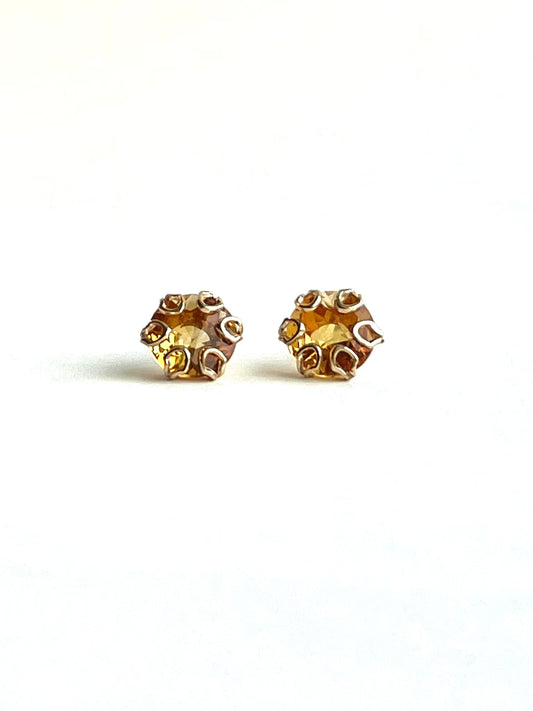 Poppy Earrings 14k yellow gold Citrine by Hannah Daye original design hand-crafted