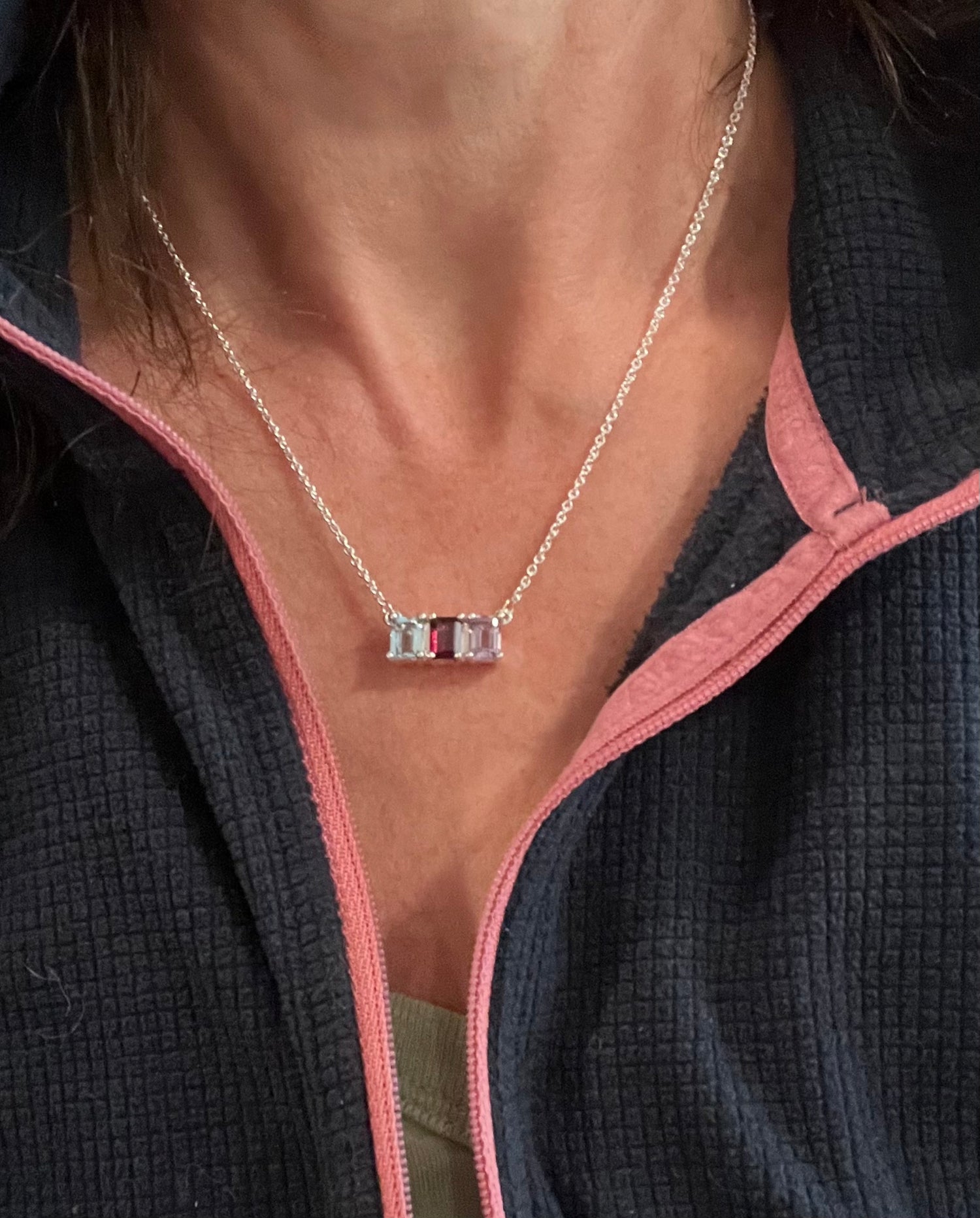 Custom Triple Lexington Necklace by Hannah Dyae & Co Birthstones