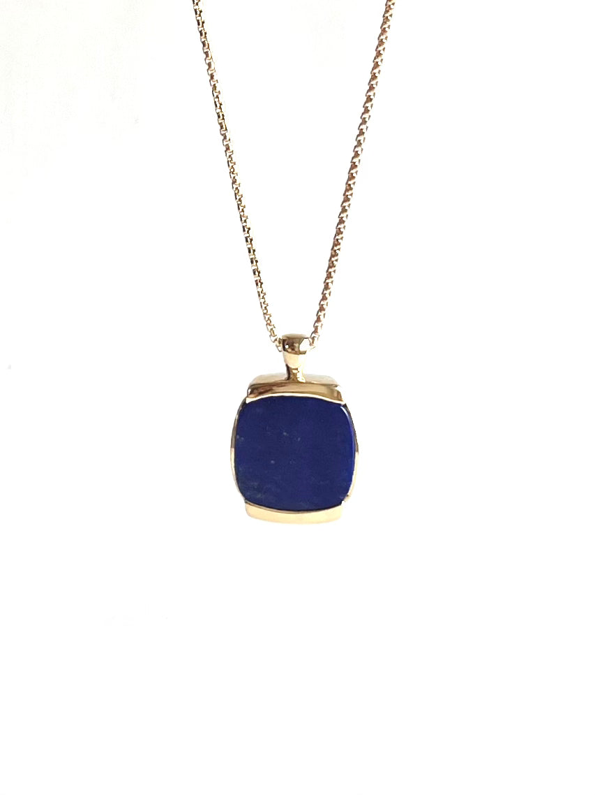 Milan Pendant Lapis 14k gold Hannah Daye & Co fine jewelry design