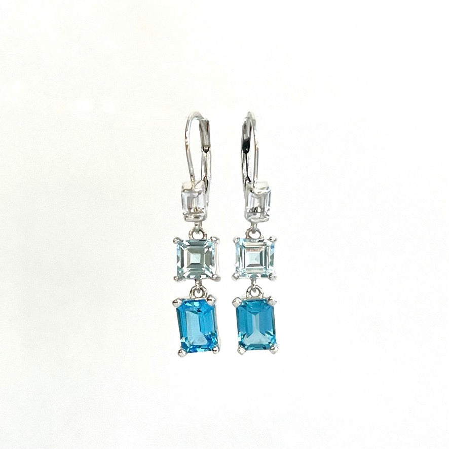 Lexi Double Drops Blue Topaz by Hannah Daye original design fine jewelry