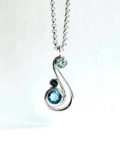 Triple Blue Topaz sterling silver pendant - Aria Collection - Hannah Daye & Company