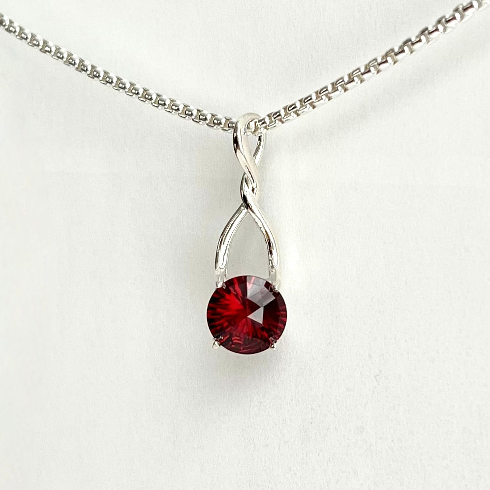 Mozambique Garnet Brillante Pendant set in sterling silver by Hannah Daye jewelry