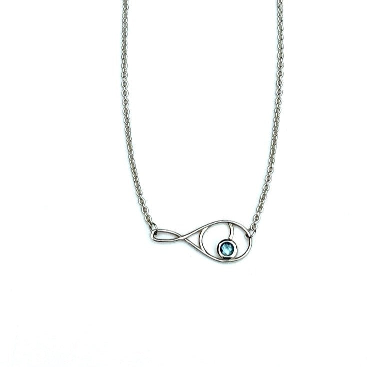 Deuce Tennis Necklace with Swiss Blue Topaz by hannah daye & co