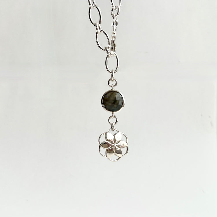 Rosette Charm Labradorite Necklace