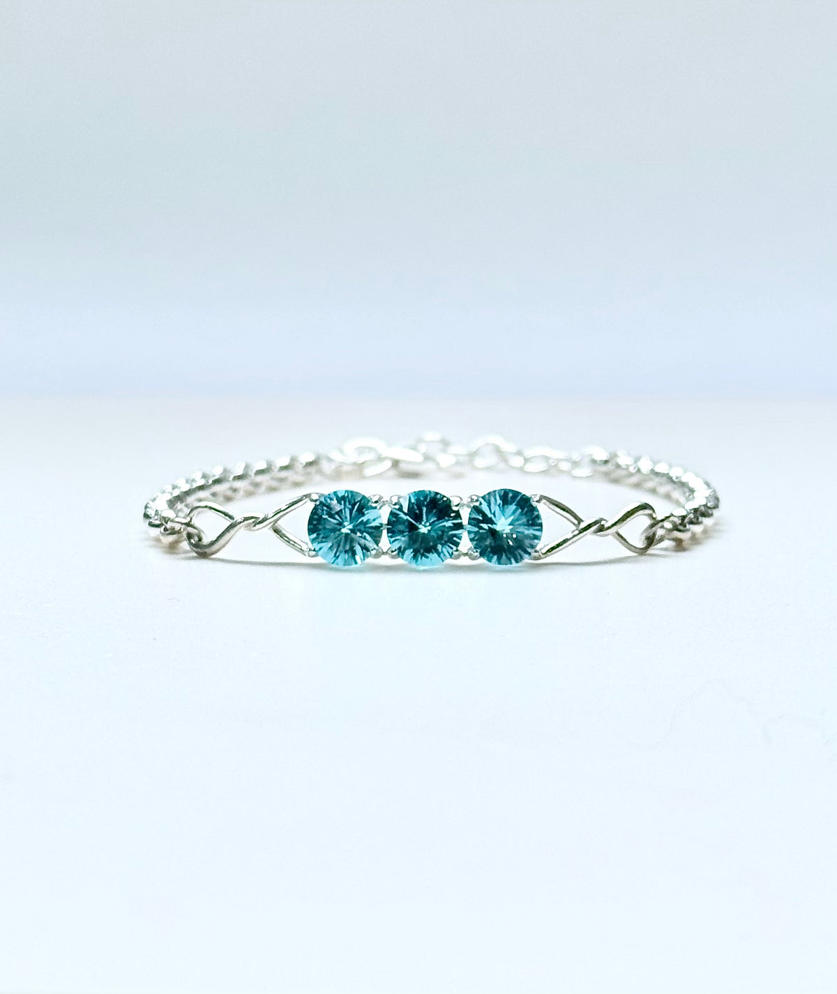 Brillante Bracelet swiss blue topaz sterling silver handcrafted Hannah Daye & Co