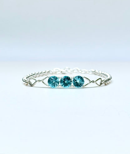 Brillante Bracelet swiss blue topaz sterling silver handcrafted Hannah Daye & Co