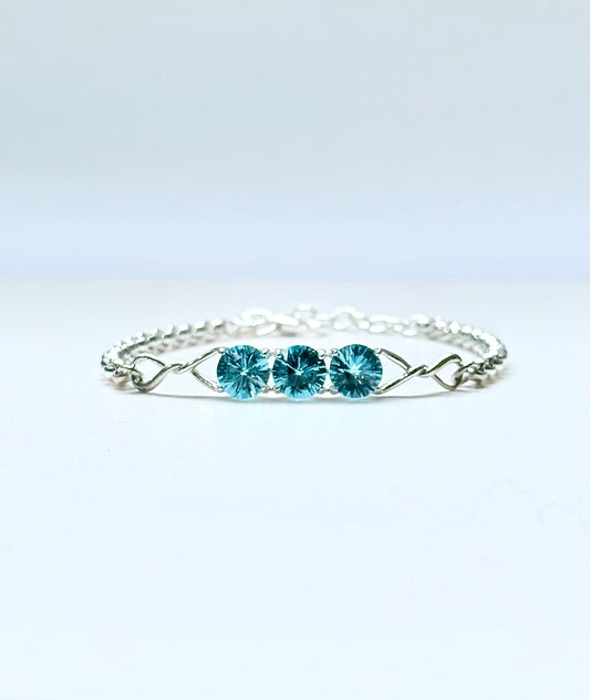 Brillante Bracelet swiss blue topaz sterling silver handcrafted Hannah Daye & Co
