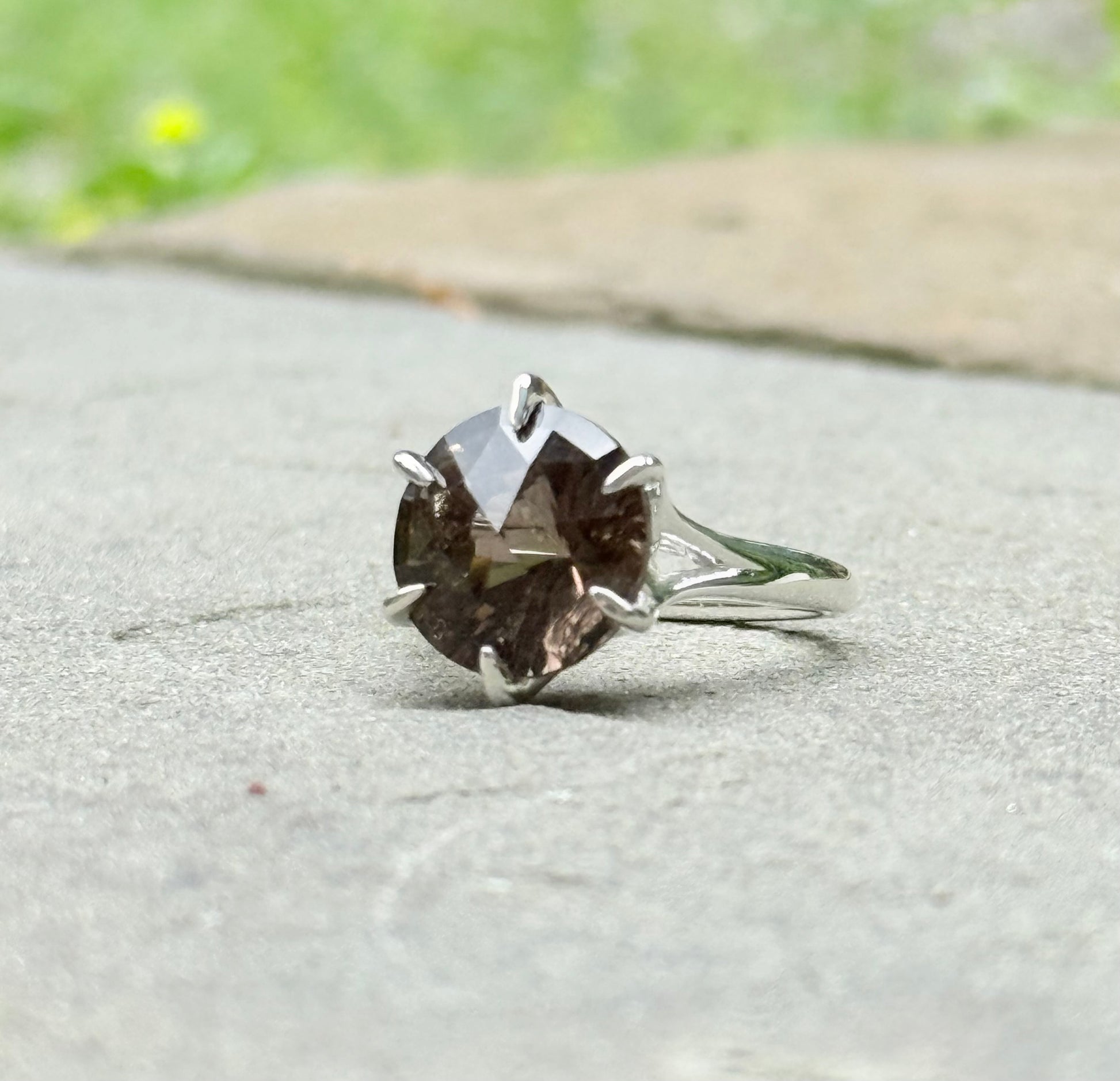 smoky quartz sterling silver ring