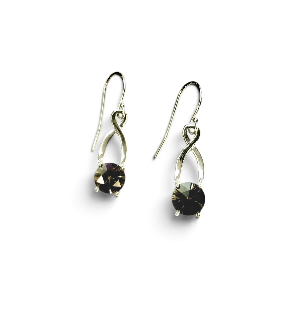 brown gemstone silver drop earrings