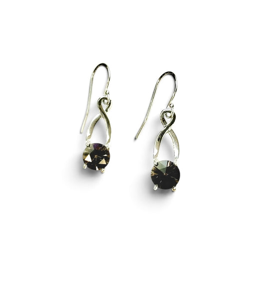 brown gemstone silver drop earrings