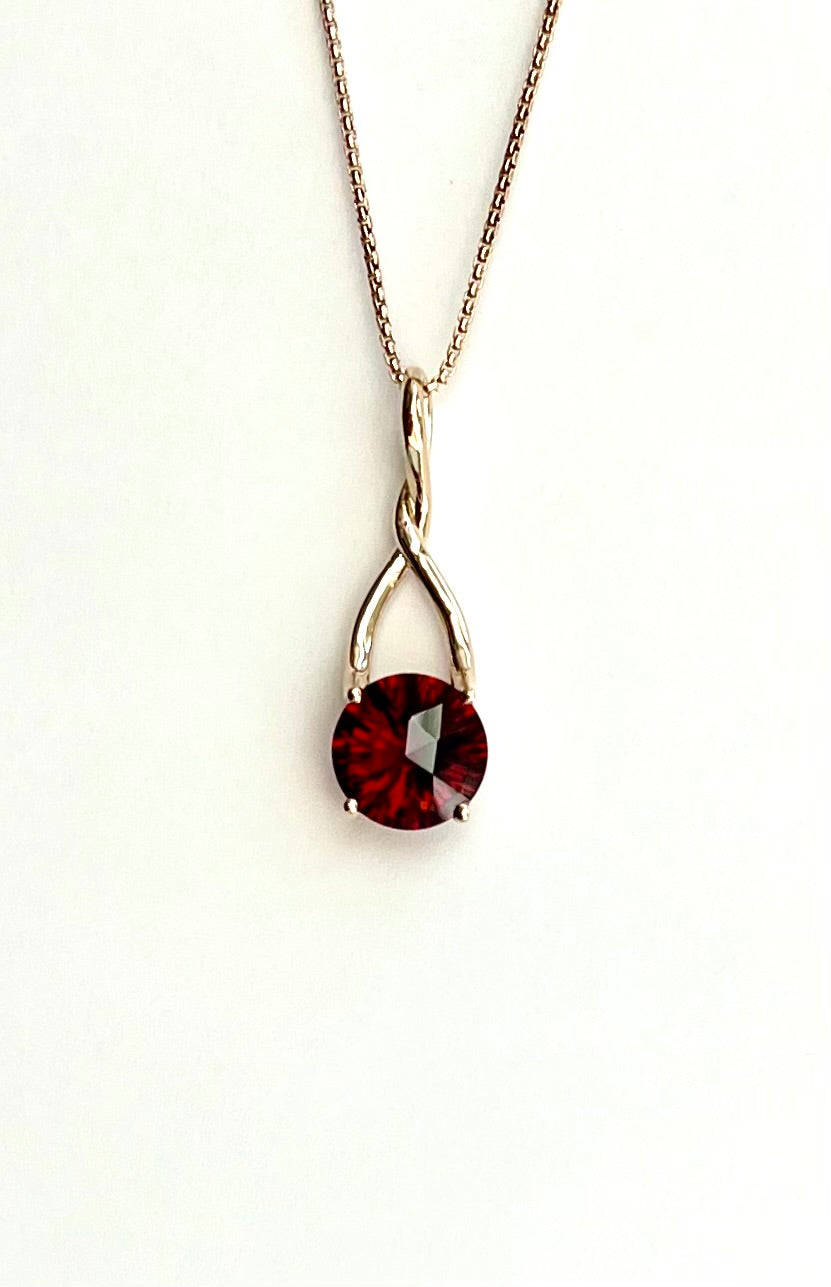 Mozambique Garnet Brillante Pendant in 14k yellow gold by Hannah Daye & Co fine jewelry