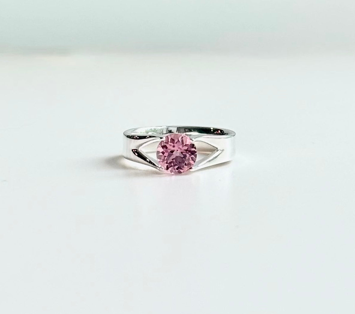 pink gemstone sterling silver ring
