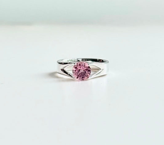 pink gemstone sterling silver ring