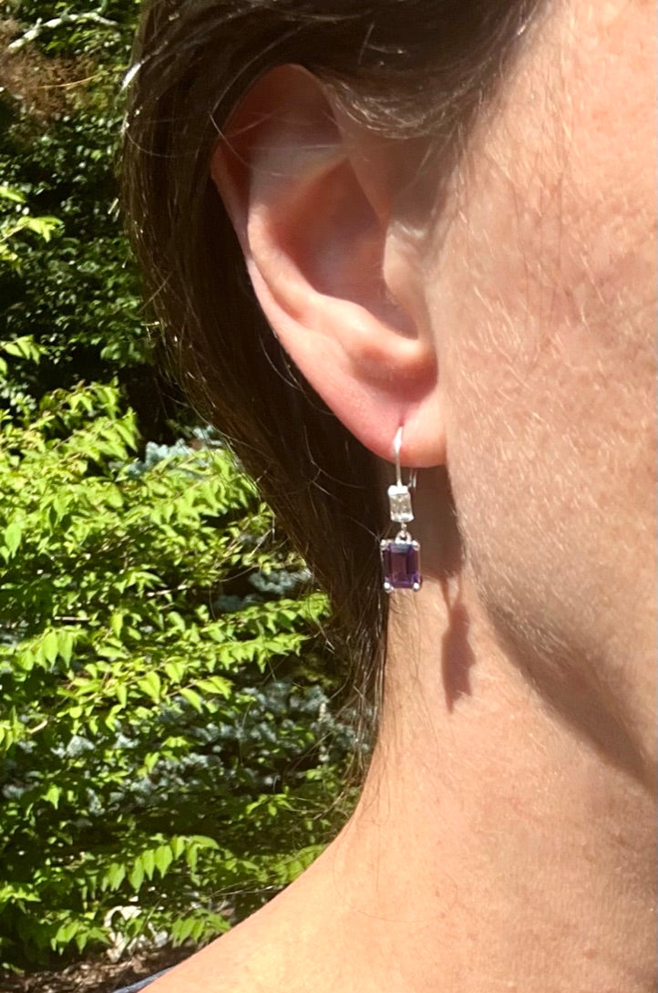 wearing Amethyst Lexi Drop Earring by Hannah Daye fine jewelry