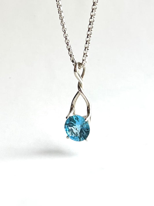 Swiss Blue Topaz Sterling Silver Brillante Pendant original desiign hnad-crafted Hannah Daye fine jewels