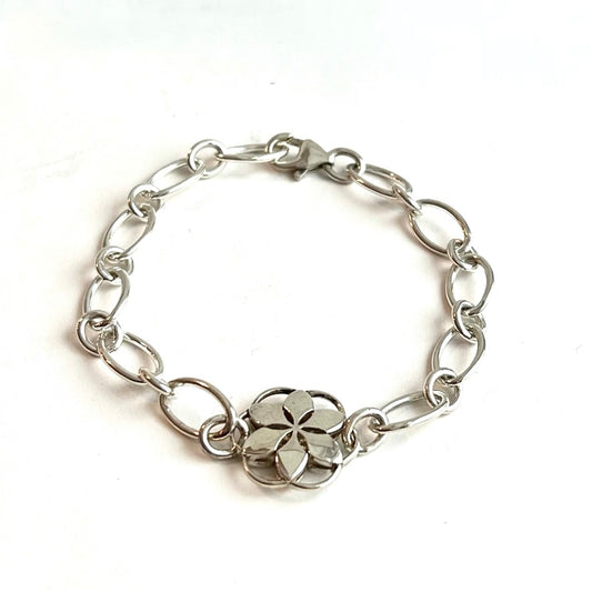 Rosette Charm Cascade Bracelet by Hannah Daye sterling silver