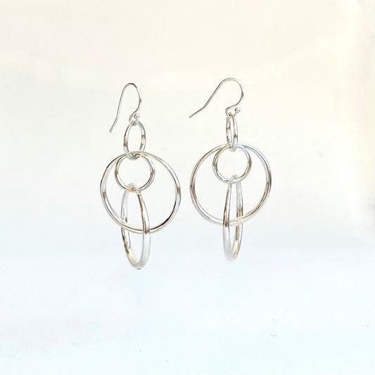 Sterling Silver Saturn Singles by Hannah Daye original design hand cast  earrings dangles hoops