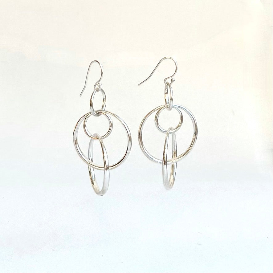 Sterling Silver Saturn Singles by Hannah Daye original design hand cast  earrings dangles hoops
