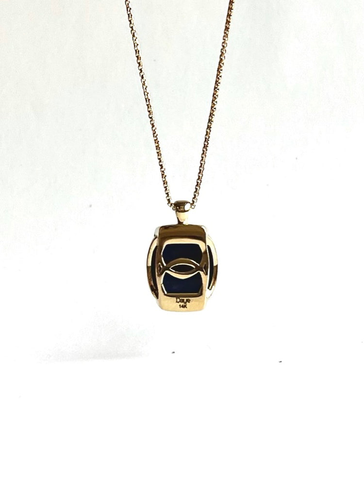 Reverse Side 14k gold Lapis Pendant Milan collection by Hannah Daye & Co jewelry design hand-crafted