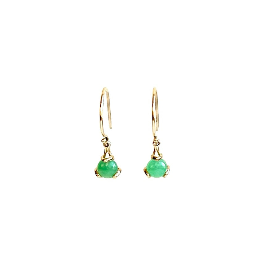 Fiore Drops 14k yellow gold Mint Chrysoprase by Hannah Daye & Co original design