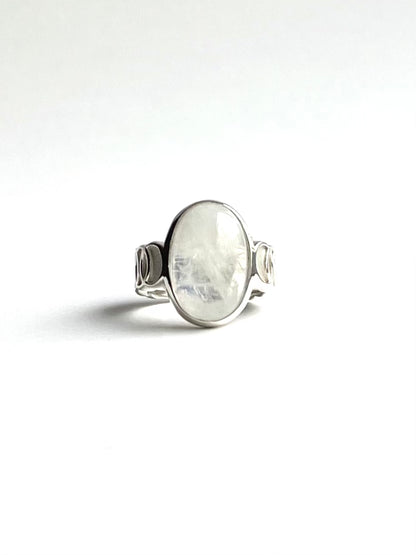 Oslo Ring Moonstone Sterling Silver original design hand crafted by Hannah Daye & Co