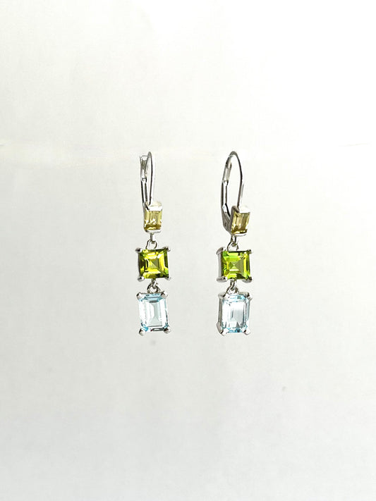 Peridot and Sky BLue Topaz Lexi Double Drops by Hannah Daye fine jewelry