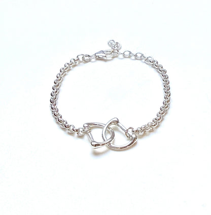silver chain bracelet with 2 D Rings