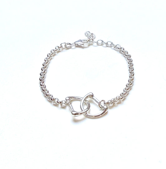 silver chain bracelet with 2 D Rings